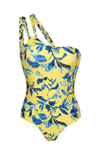 Laden Sie das Bild in den Galerie-Viewer, Product Front: Rio De Sol Badeanzug Lemon Flower One Shoulder