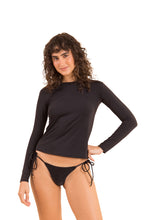 Laden Sie das Bild in den Galerie-Viewer, Model Front: Rio De Sol Oberteil Nero Rash-Guard